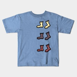 Little Rubber Boots - Minimalist Rainy-Day Kids T-Shirt